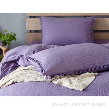 Solid Washed cotton bedding set for four season